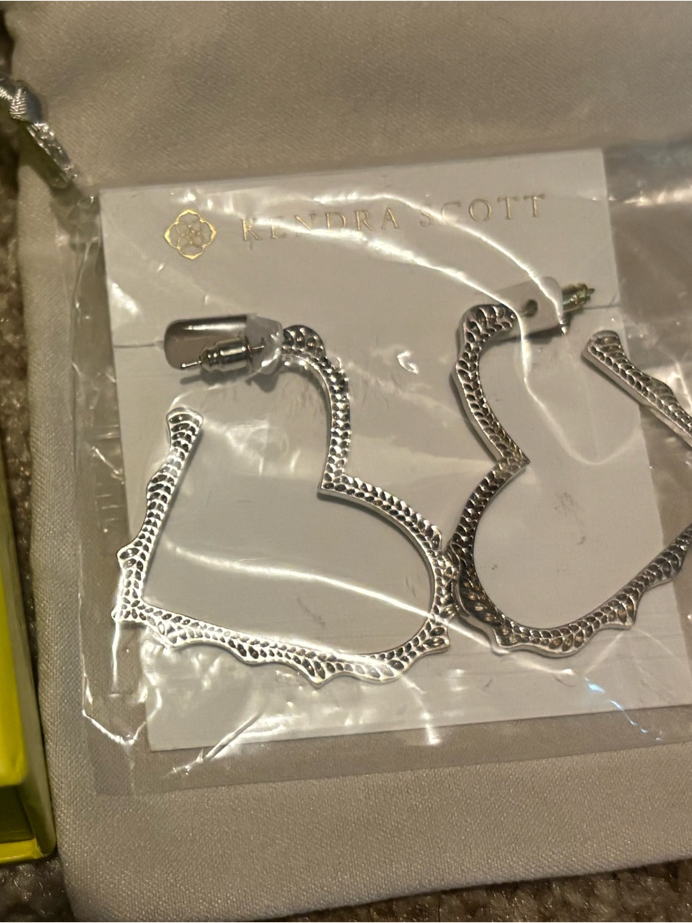 Kendra Scott Silver Filigree Heart Hoop Earrings